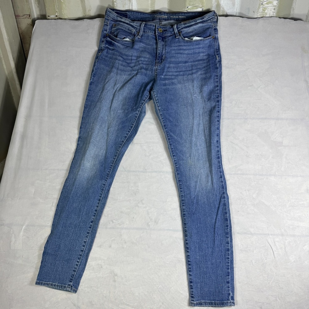 Signature By Levi Strauss & Co. Womens Modern Skinny‎ Jeans Blue Denim 16 Long